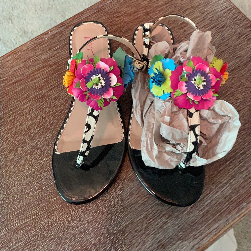 Floral Black Sandals